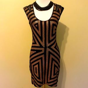 Beautiful black & gold sequins & mesh dress